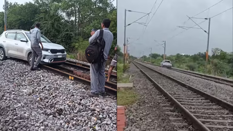 Woman Drives Car on Railway Tracks in Shankarpally, Disrupting Train Services